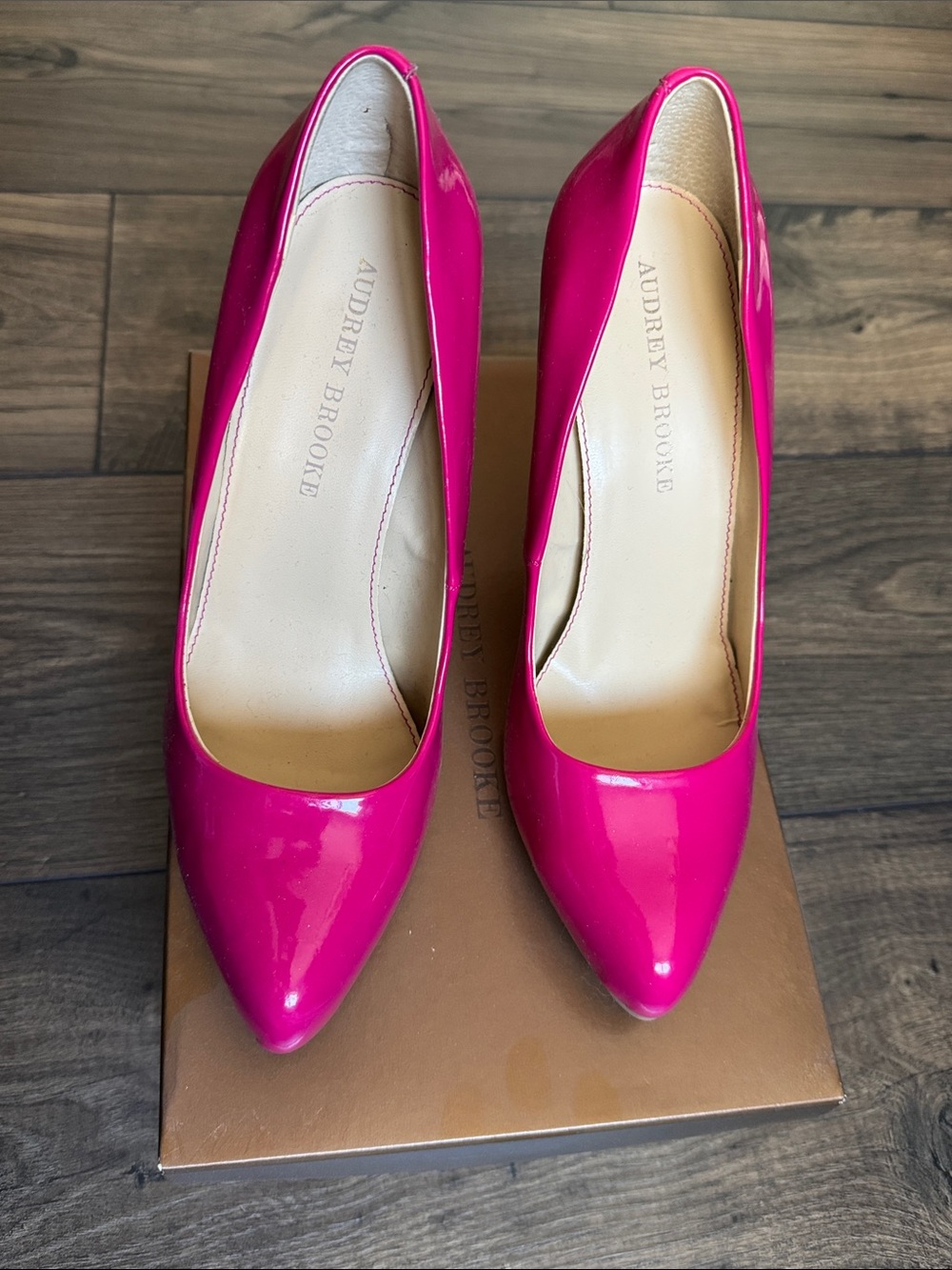 Audrey Brooke Fuchsia Patent Pointed-Toe Pumps